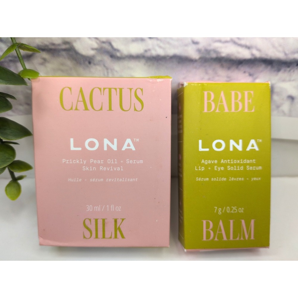 NIB LOT 2🌸Lona Cactus Silk Oil Serum Skin Revival Babe Balm Lip Eye Solid Serum